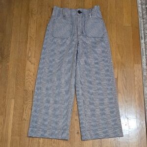 LC LAUREN CONRAD BRAND WOMEN'S BLACK AND WHITE PLAID WIDE LEG PANTS SIZE 4